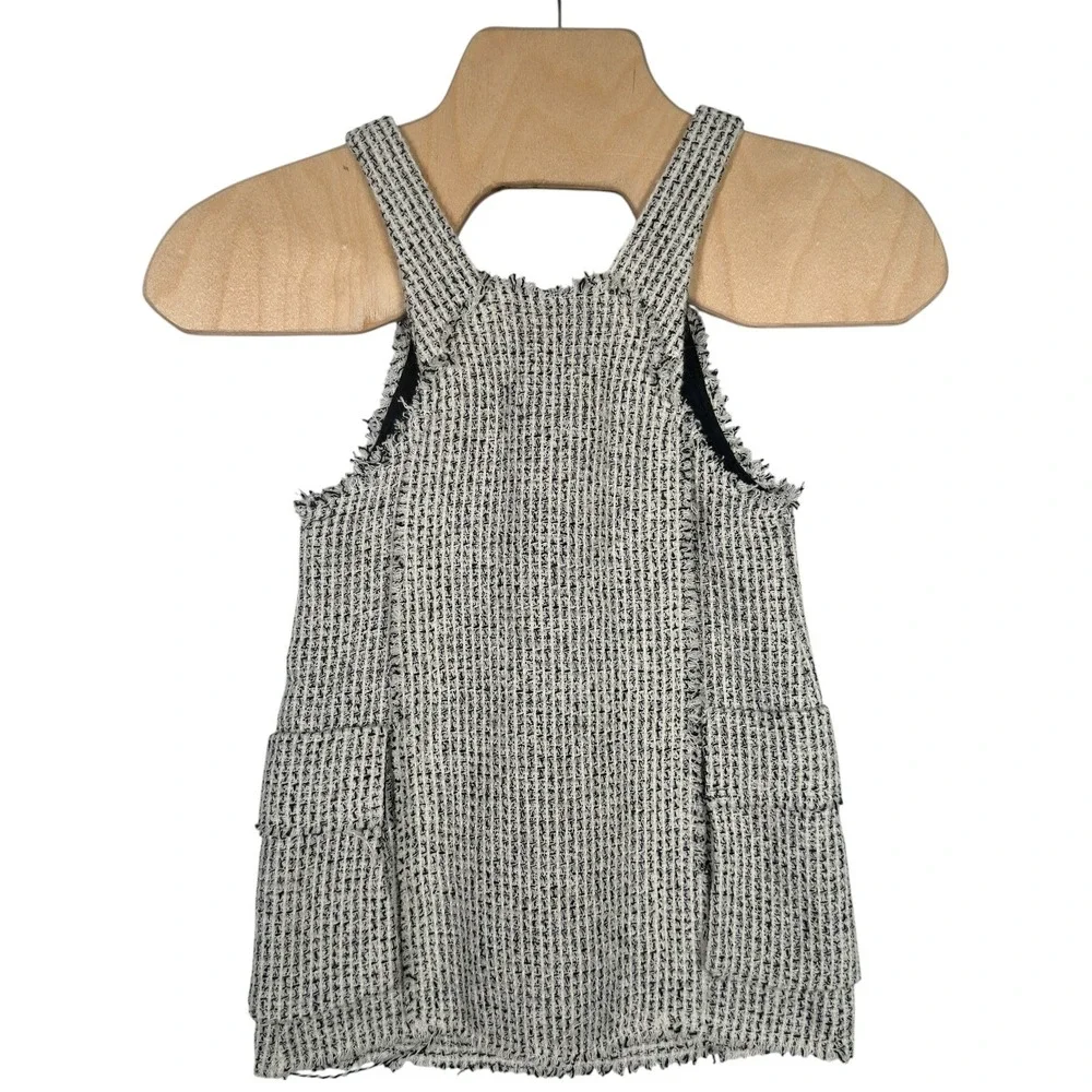 Zara Girls Boucle Tweed Pinafore Dress Cargo‎ Pocket Jumper Size 6 NWT